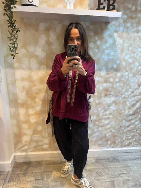 Studio Hooded Sweatshirt with leopard ties