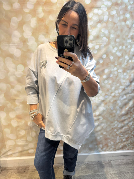 Scuba Sweatshirt with diamante bow