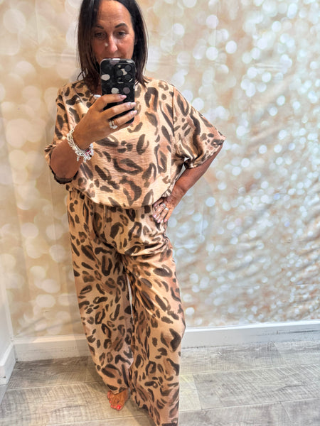 2 Piece Leopard Trouser / Tunic  set