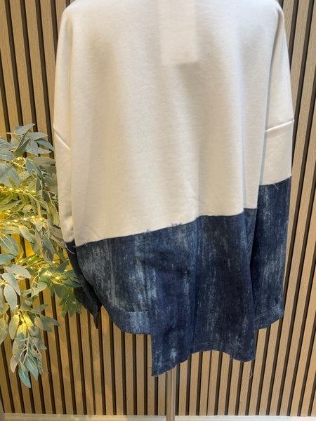 Sweatshirt with Denim Hem
