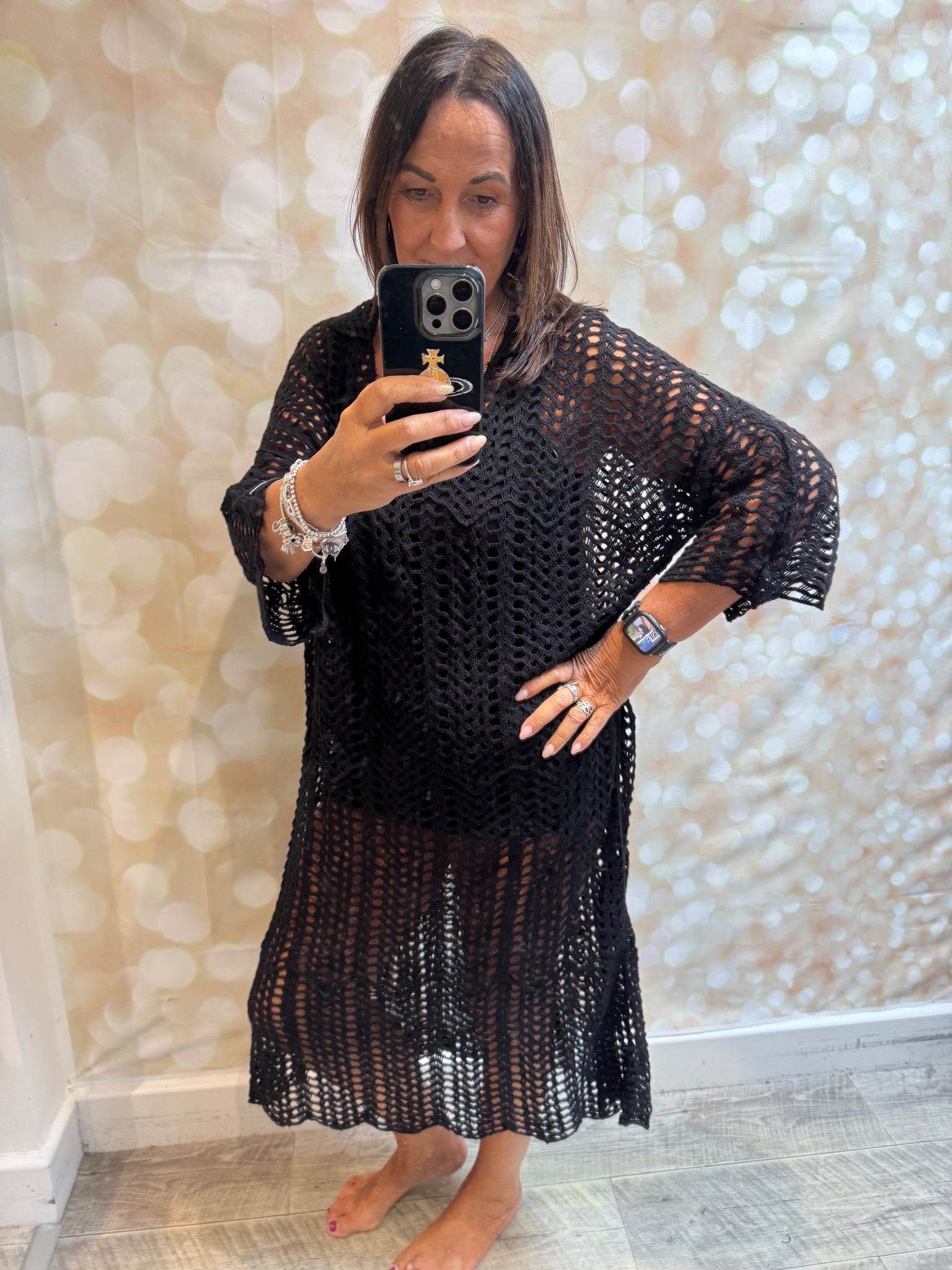 Crochet Fishnet Midi Dress