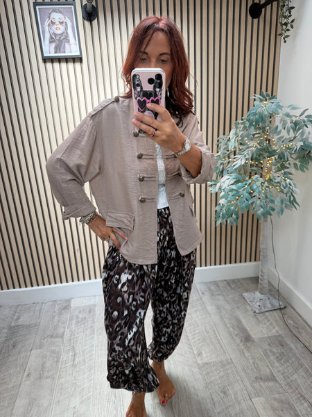 Military Jacket in Crinkle Fabric