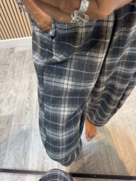 Tartan Wool Mix Cocoon Trousers