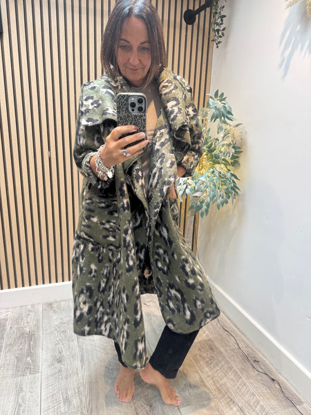 Studio Waterfall Leopard Wool Mix Coat