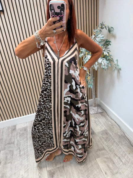 Silky Leopard / Camo  Maxi Dress