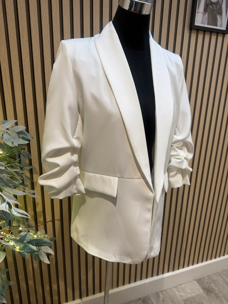 Rouched Sleeve Blazer