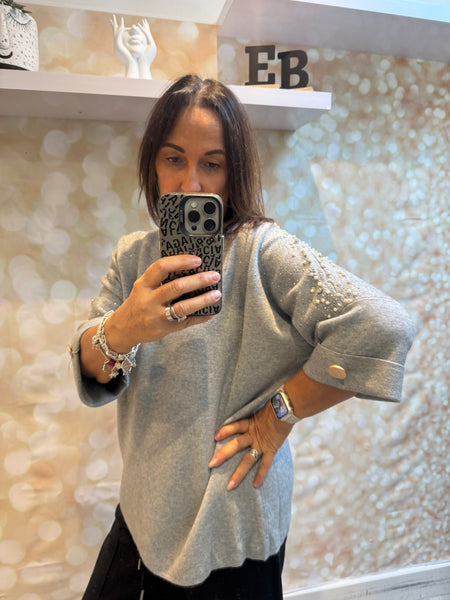Embellished 3/4 Sleeve Jumper