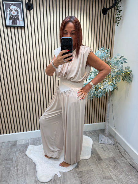 Grecian Jumpsuit with Cuff hem