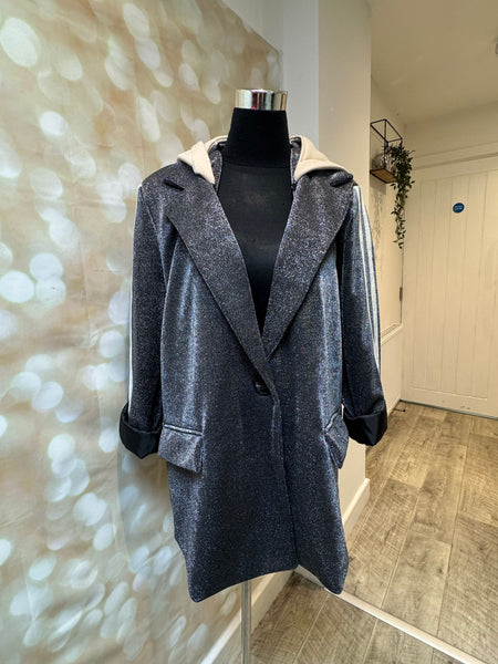 Zeta Otto Sparkle Hooded Long Sleeve Blazer
