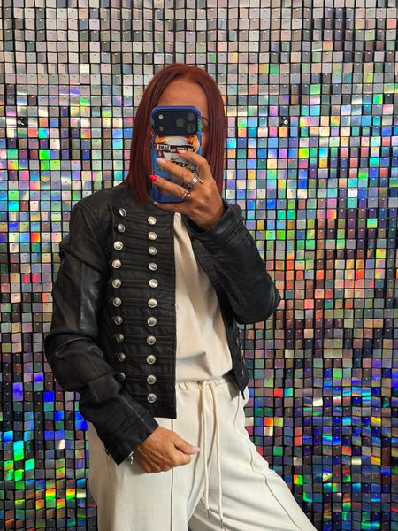 Pleather Military Jacket