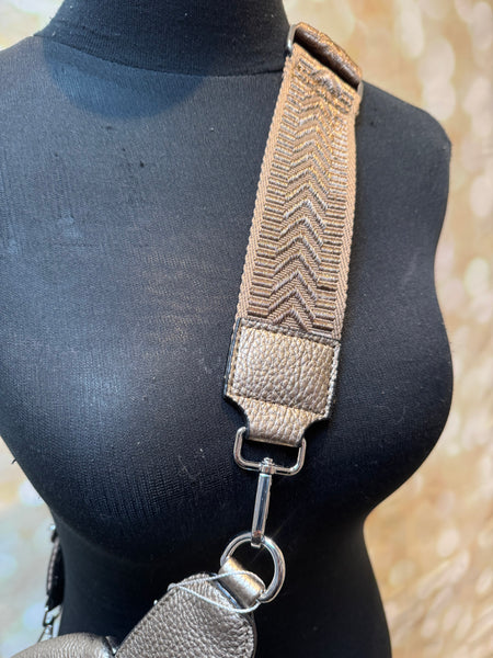 Metallic Across body Bag with woven  strap