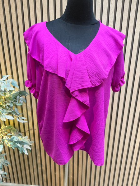 Crinkle  Frill Front Top