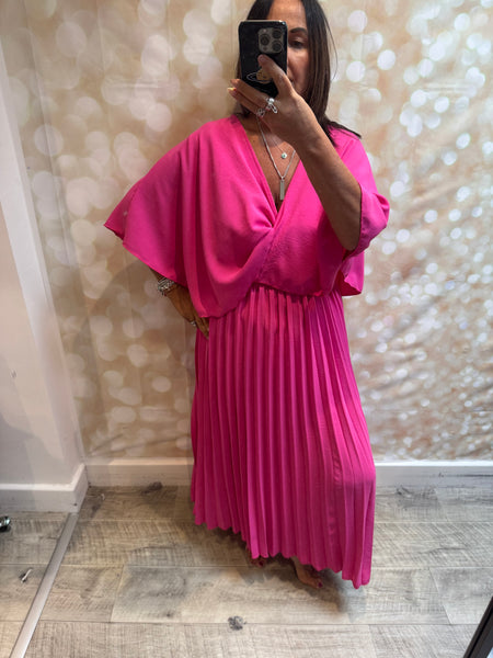 Crinkle fabric cape dress
