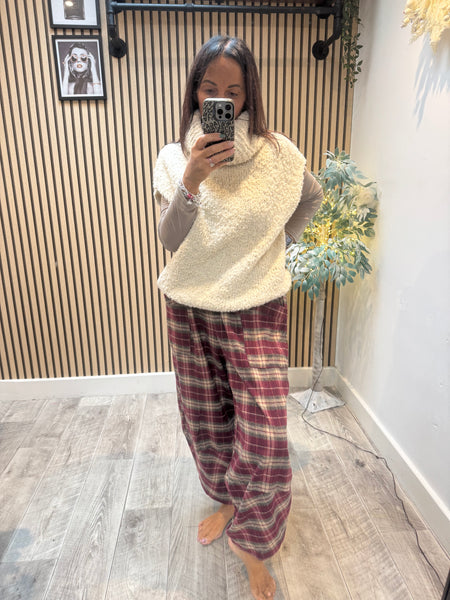 Checked Wool Mix Cocoon Trousers
