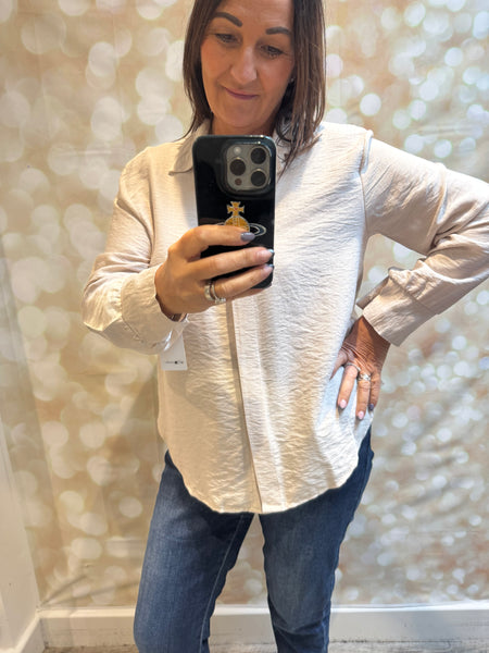 Crinkle Blouse with Diamanté buttons