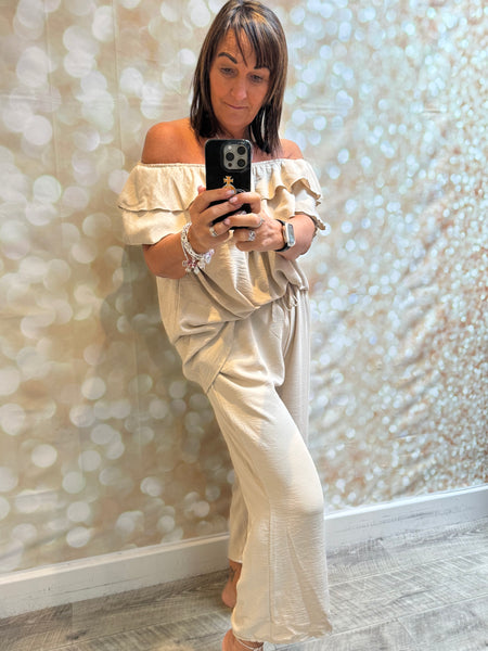 2 Piece cropped Trouser / bardot set