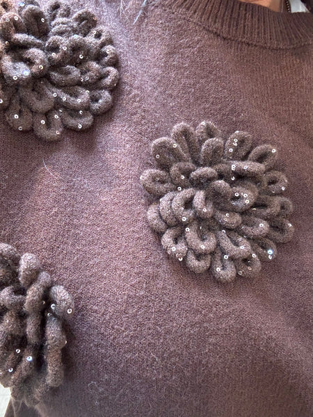 Soft knit 3d Flower Sequin jumper