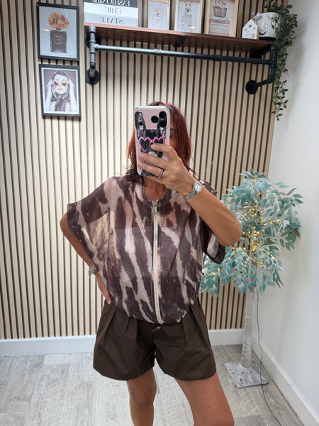 Silky Bomber Jacket with short sleeves