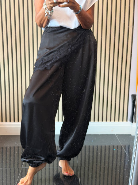 Studio Silky Balloon Trousers with Lace trim overlay