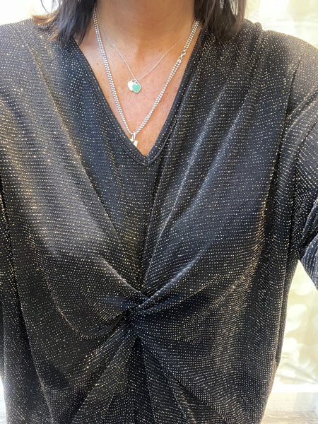 Glitter Twist Front Sparkle Dress