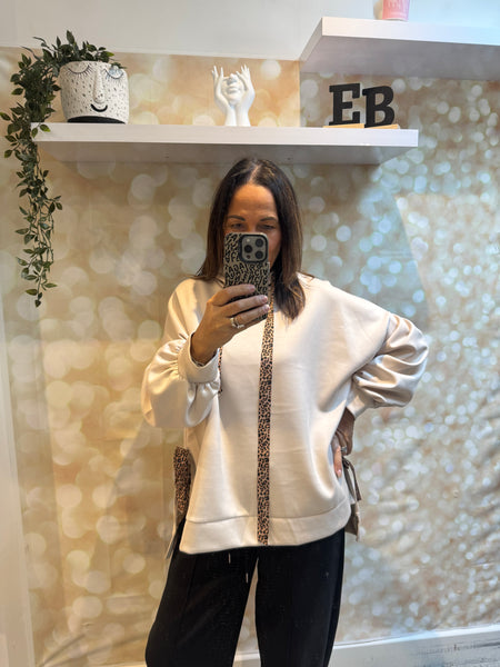 Studio Hooded Sweatshirt with leopard ties