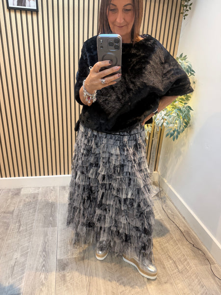 Tulle Tie Dye Tiered Maxi Skirt