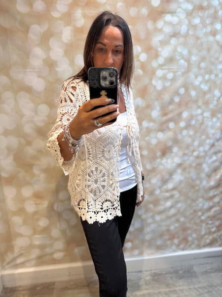 Crochet Tie Front Cardigan