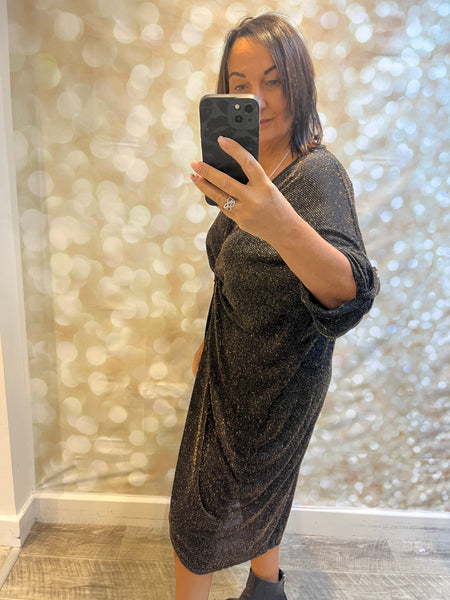 Glitter Twist Front Sparkle Dress