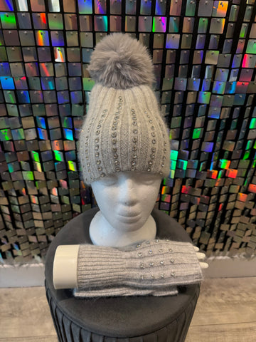 Embellished Bob hat/ glove set