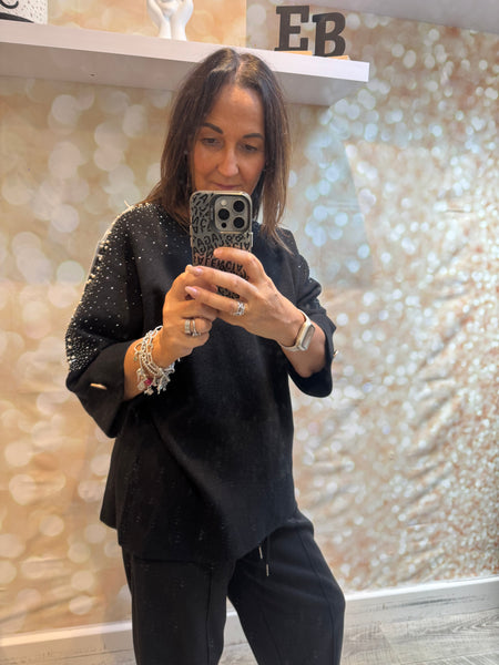 Embellished 3/4 Sleeve Jumper