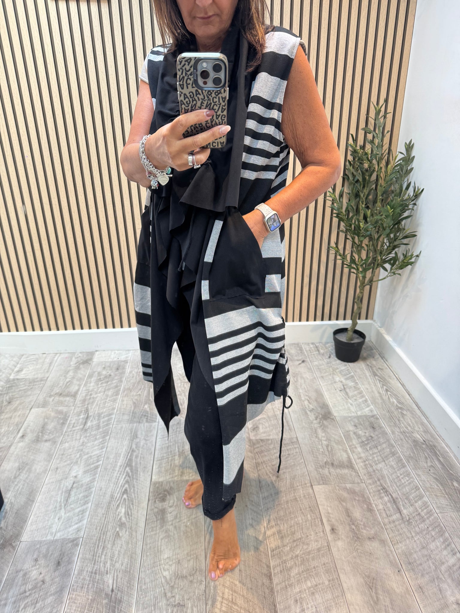 ID Striped waterfall waistcoat