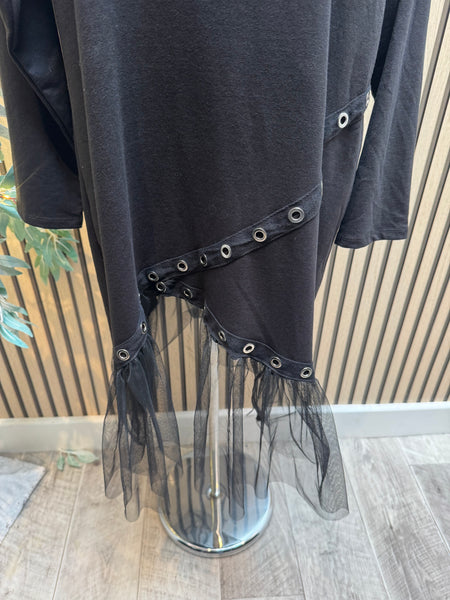 Eyelet Dress with Netted Frill