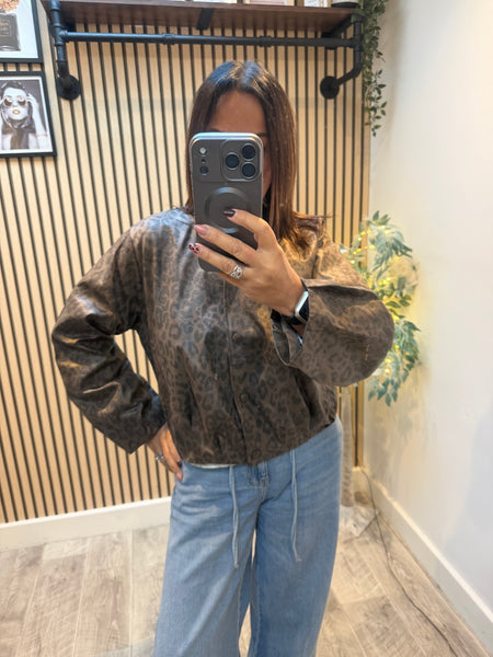 Shimmer Leopard Bomber Jacket