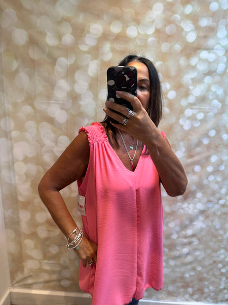 Shirred Shoulder Swing Vest