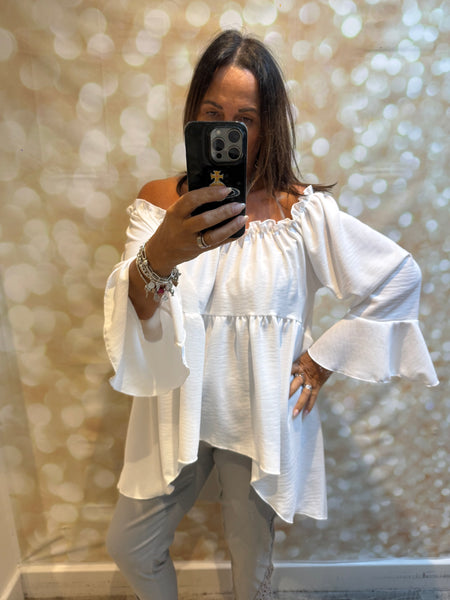 Bardot Hi Lo Top in crinkle fabric