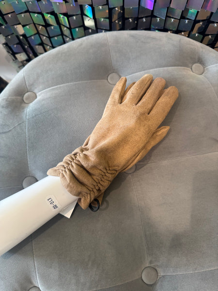 Suedette Rouched detail Gloves