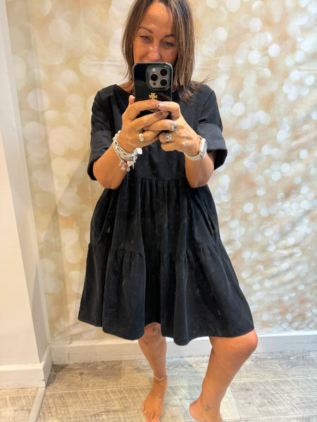 Studio Needlecord Tiered swing dress