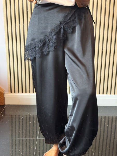 Studio Silky Balloon Trousers with Lace trim overlay