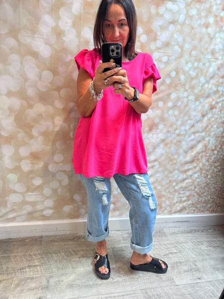 Crinkle fabric Button back Top