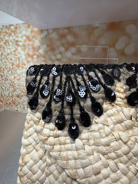 Straw  Embellished Clutch Bag