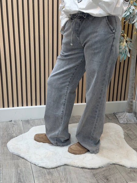 Grey Wide Leg Jogger Style Jeans