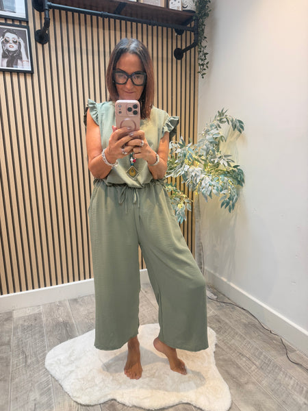 Crinkle 2 Piece 3/4 Trouser /Top Set