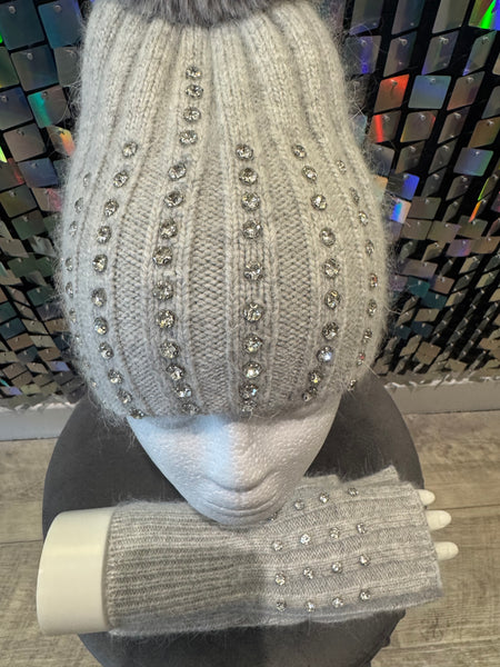 Embellished Bob hat/ glove set