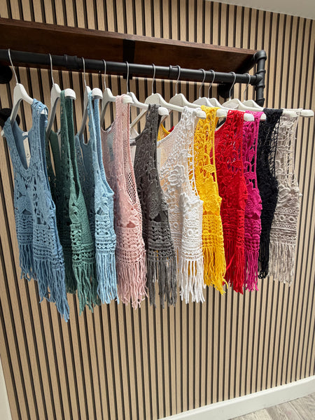 Crochet Fringed Boho Vest