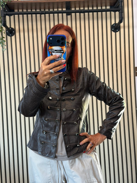 Pleather Military Jacket