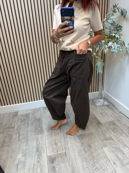 Canvas balloon leg trousers