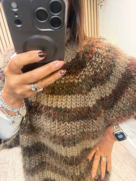 Stripe Chunky Knit Sparkly Jumper