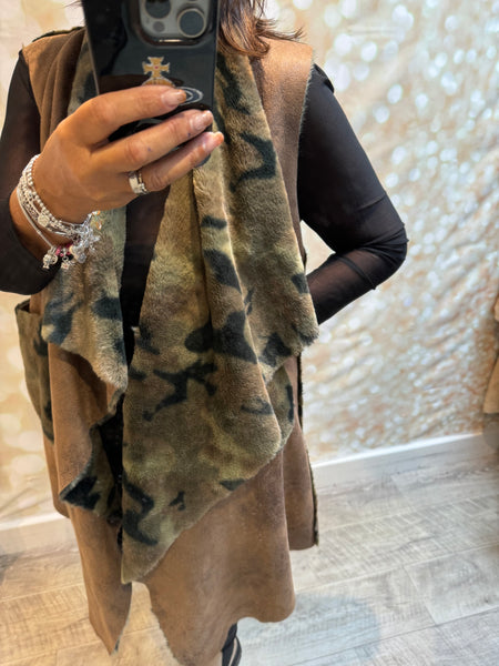 Studio Camo / Faux Suede waterfall Gilet