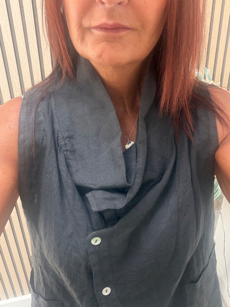 Studio Linen Cowl Neck Waistcoat