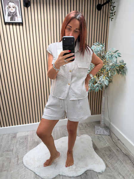 2 Piece Pinstriped  Short/shirt